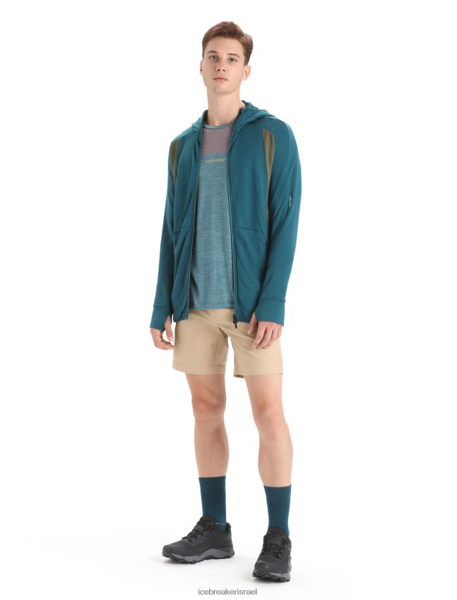 הַלבָּשָׁה Icebreaker zoneknit מרינו קפוצ'ון עם שרוולים ארוכים תהילה ירוקה/לודן גברים 42N8VN219