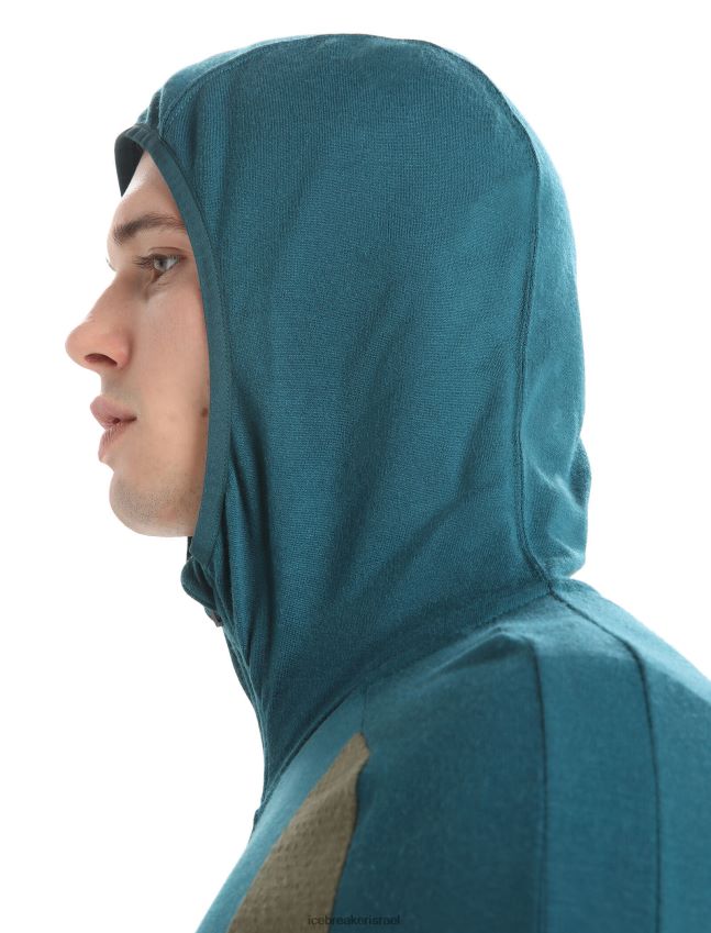 הַלבָּשָׁה Icebreaker zoneknit מרינו קפוצ'ון עם שרוולים ארוכים תהילה ירוקה/לודן גברים 42N8VN219