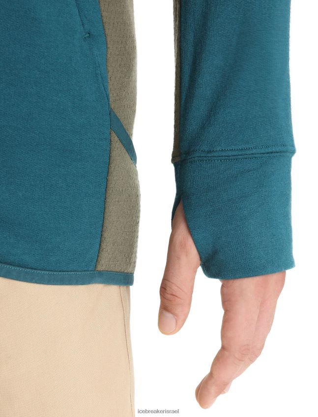 הַלבָּשָׁה Icebreaker zoneknit מרינו קפוצ'ון עם שרוולים ארוכים תהילה ירוקה/לודן גברים 42N8VN219