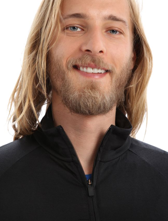 הַלבָּשָׁה Icebreaker zoneknit מרינו עם שרוול ארוך רוכסן שָׁחוֹר גברים 42N8VN229