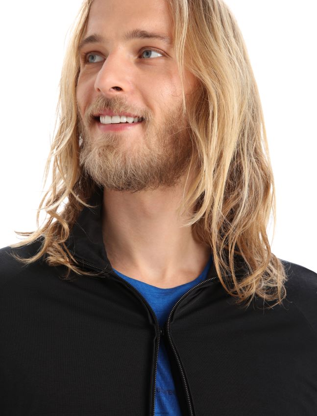 הַלבָּשָׁה Icebreaker zoneknit מרינו עם שרוול ארוך רוכסן שָׁחוֹר גברים 42N8VN229