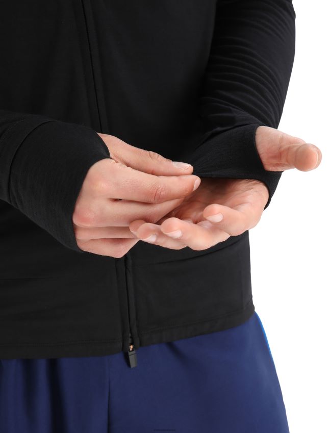 הַלבָּשָׁה Icebreaker zoneknit מרינו עם שרוול ארוך רוכסן שָׁחוֹר גברים 42N8VN229