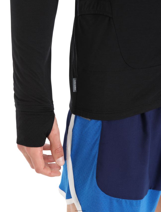 הַלבָּשָׁה Icebreaker zoneknit מרינו עם שרוול ארוך רוכסן שָׁחוֹר גברים 42N8VN229