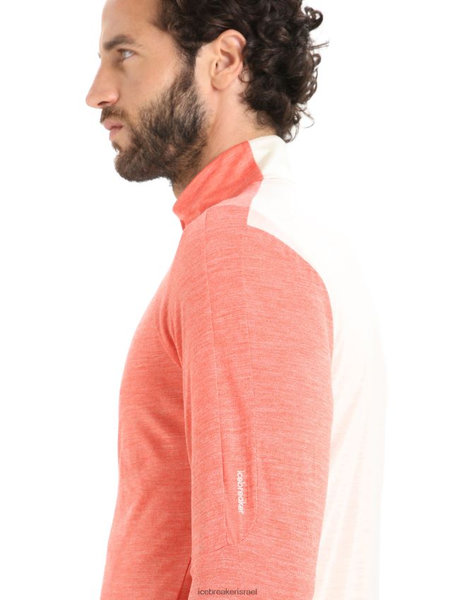 הַלבָּשָׁה Icebreaker zoneknit מרינו עם שרוול ארוך רוכסן אברש/גיר אדמה תוסס גברים 42N8VN230