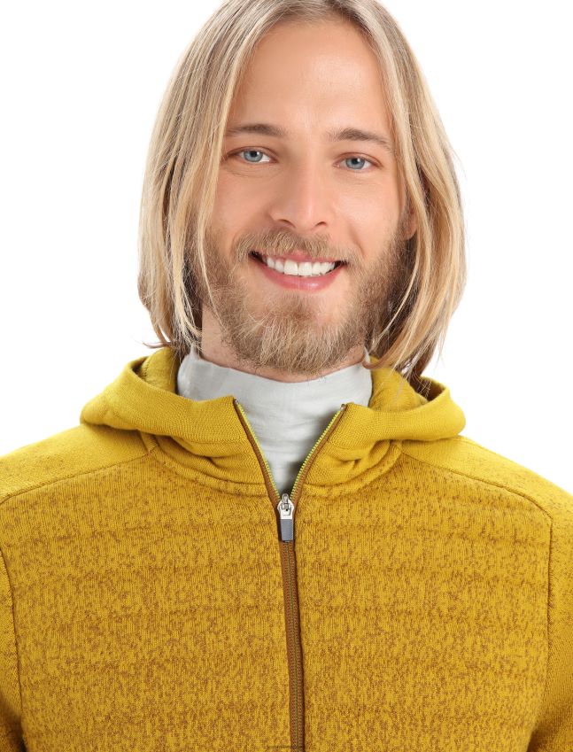 הַלבָּשָׁה Icebreaker zoneknit מרינו קפוצ'ון עם שרוולים ארוכים מבודד לעומק ציפורן/זהב שקט גברים 42N8VN404