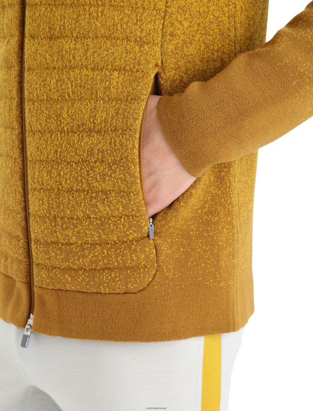 הַלבָּשָׁה Icebreaker zoneknit מרינו קפוצ'ון עם שרוולים ארוכים מבודד לעומק ציפורן/זהב שקט גברים 42N8VN404