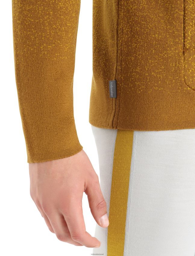 הַלבָּשָׁה Icebreaker zoneknit מרינו קפוצ'ון עם שרוולים ארוכים מבודד לעומק ציפורן/זהב שקט גברים 42N8VN404