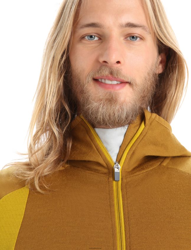 הַלבָּשָׁה Icebreaker zoneknit מרינו קפוצ'ון עם שרוולים ארוכים ציפורן/זהב שקט גברים 42N8VN408