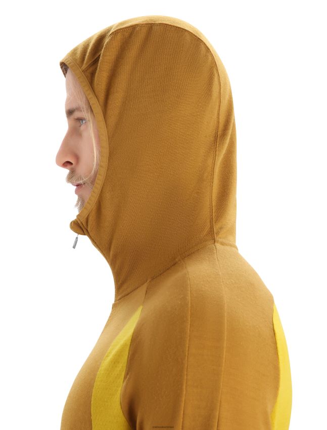 הַלבָּשָׁה Icebreaker zoneknit מרינו קפוצ'ון עם שרוולים ארוכים ציפורן/זהב שקט גברים 42N8VN408