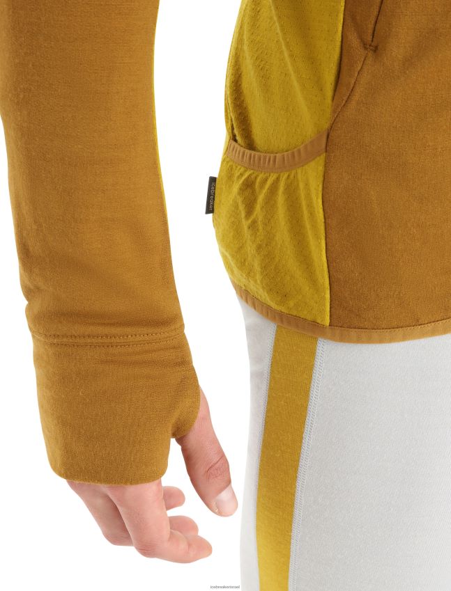 הַלבָּשָׁה Icebreaker zoneknit מרינו קפוצ'ון עם שרוולים ארוכים ציפורן/זהב שקט גברים 42N8VN408