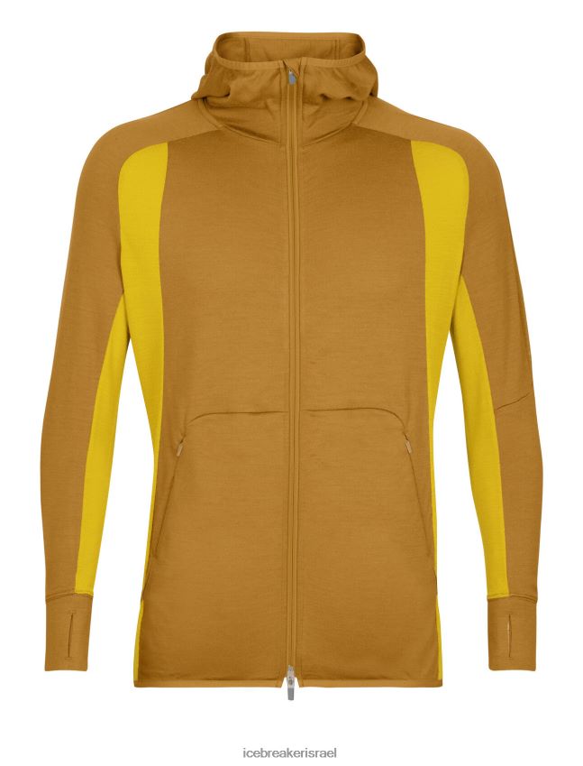 הַלבָּשָׁה Icebreaker zoneknit מרינו קפוצ'ון עם שרוולים ארוכים ציפורן/זהב שקט גברים 42N8VN408