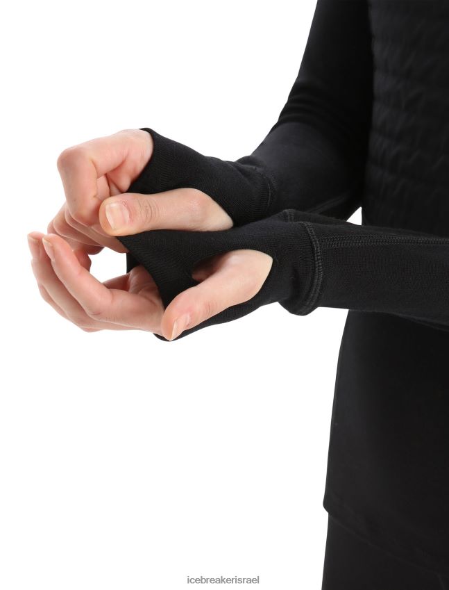 הַלבָּשָׁה Icebreaker קפוצ'ון תרמי עם שרוול ארוך מבודד zoneknit מרינו שָׁחוֹר נשים 42N8VN597