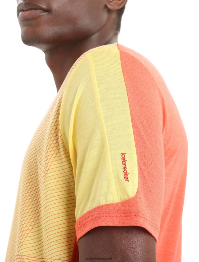 הַלבָּשָׁה Icebreaker zoneknit מרינו שרוולים קצרים חולצת טריקו גיאודטית קיץ/אדמה תוססת גברים 42N8VN64