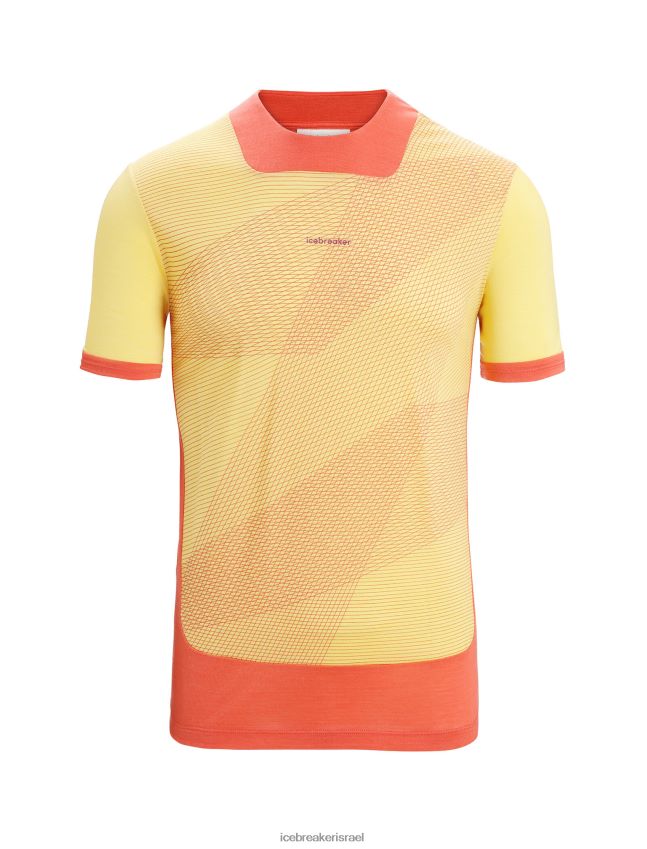 הַלבָּשָׁה Icebreaker zoneknit מרינו שרוולים קצרים חולצת טריקו גיאודטית קיץ/אדמה תוססת גברים 42N8VN64