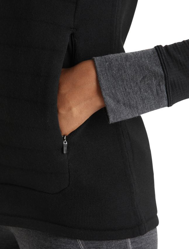 הַלבָּשָׁה Icebreaker אפוד מבודד zoneknit מרינו שָׁחוֹר נשים 42N8VN684