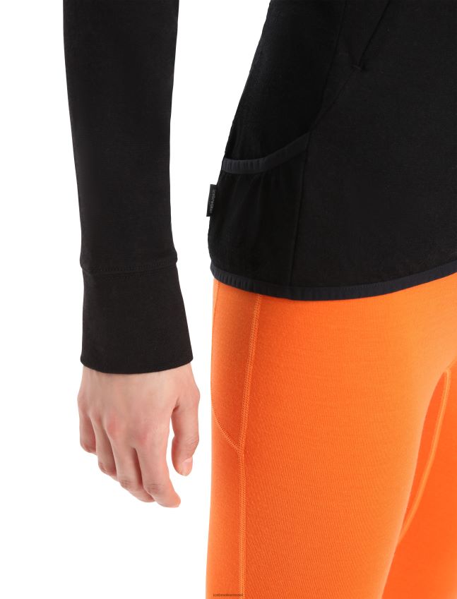 הַלבָּשָׁה Icebreaker zoneknit מרינו קפוצ'ון עם שרוולים ארוכים שָׁחוֹר נשים 42N8VN712