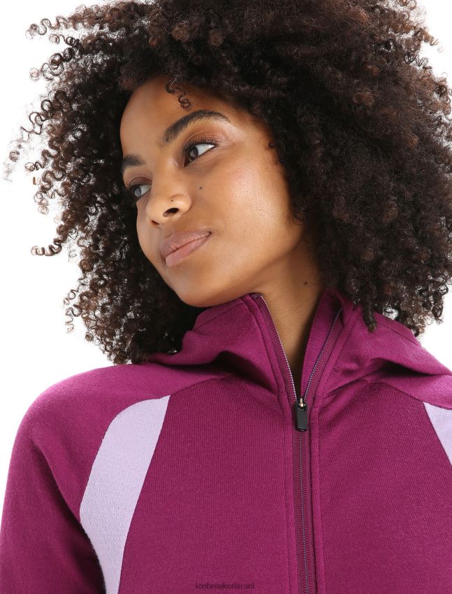 הַלבָּשָׁה Icebreaker zoneknit מרינו קפוצ'ון עם שרוולים ארוכים ללכת למבט ברי/סגול נשים 42N8VN713