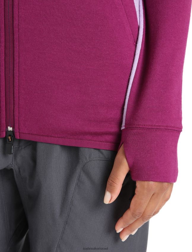 הַלבָּשָׁה Icebreaker zoneknit מרינו קפוצ'ון עם שרוולים ארוכים ללכת למבט ברי/סגול נשים 42N8VN713