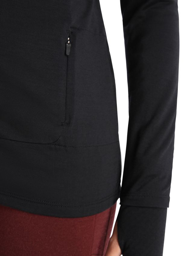 הַלבָּשָׁה Icebreaker ז'קט מרינו עם שרוולים ארוכים zoneknit שָׁחוֹר נשים 42N8VN718