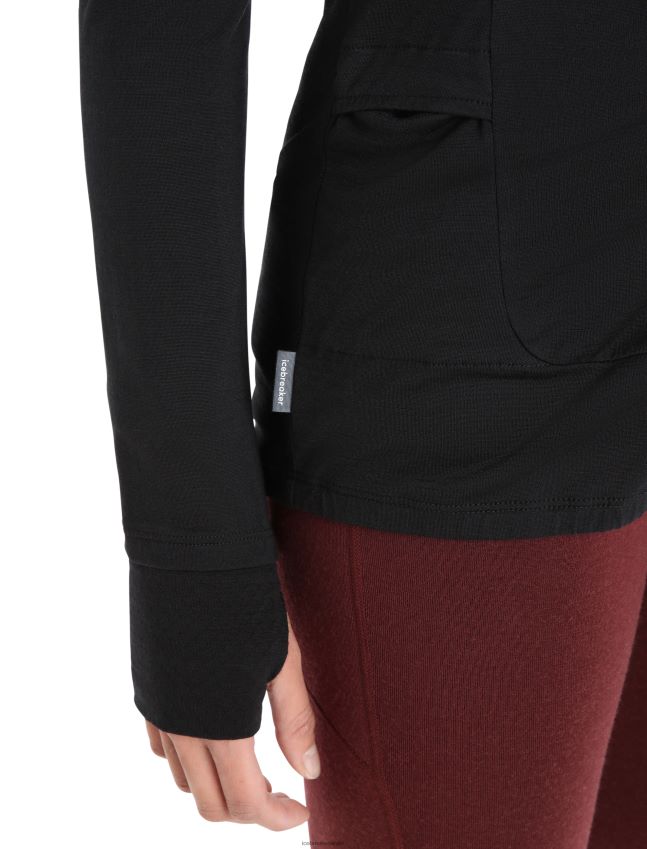 הַלבָּשָׁה Icebreaker ז'קט מרינו עם שרוולים ארוכים zoneknit שָׁחוֹר נשים 42N8VN718