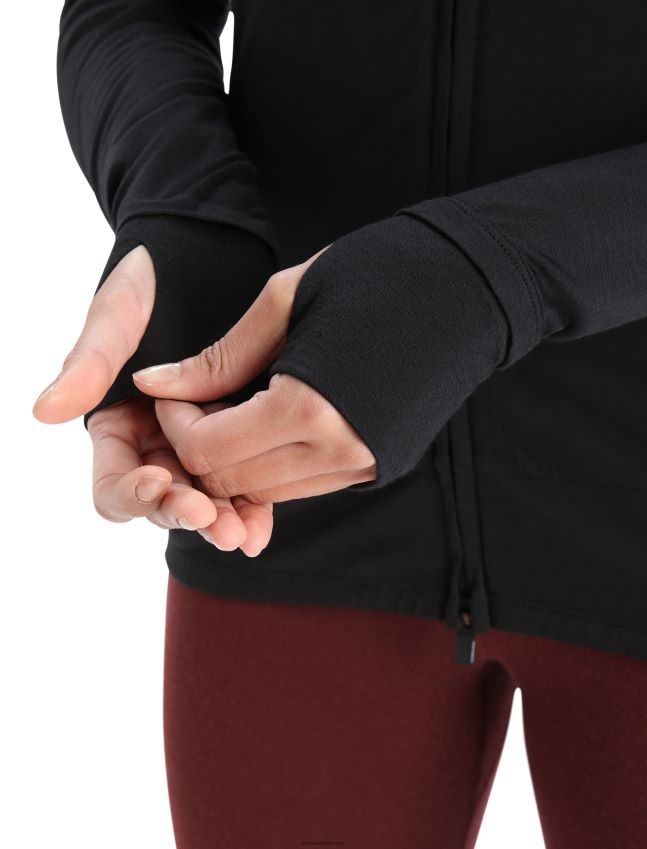 הַלבָּשָׁה Icebreaker ז'קט מרינו עם שרוולים ארוכים zoneknit שָׁחוֹר נשים 42N8VN718