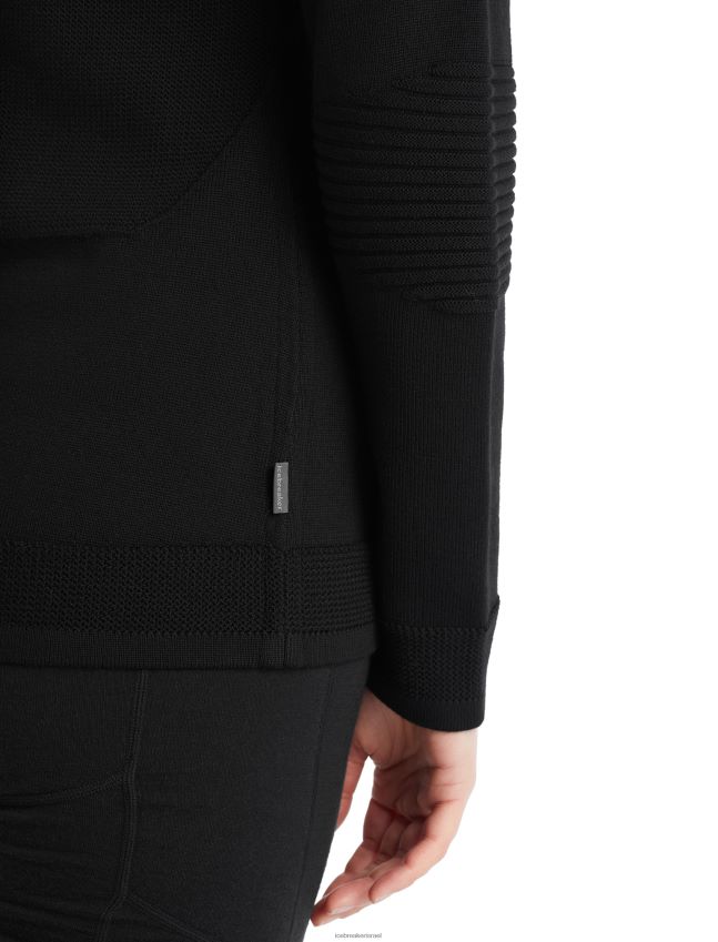 הַלבָּשָׁה Icebreaker zoneknit מרינו חצי רוכסן שרוול ארוך שָׁחוֹר נשים 42N8VN724