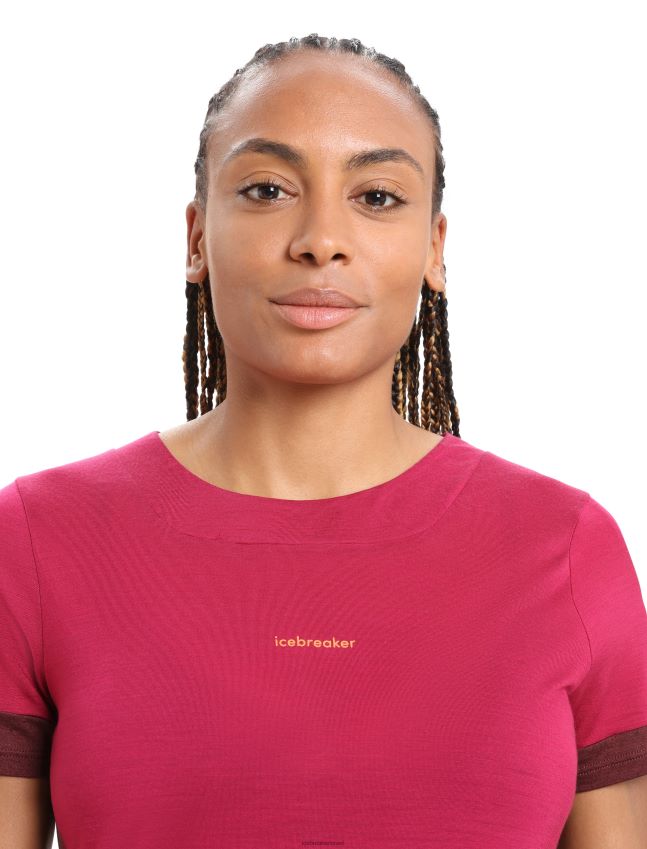 הַלבָּשָׁה Icebreaker zoneknit מרינו חולצת טריקו עם שרוולים קצרים דובדבן/אספרסו נשים 42N8VN799