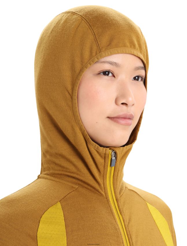 הַלבָּשָׁה Icebreaker zoneknit מרינו קפוצ'ון עם שרוולים ארוכים ציפורן/זהב שקט נשים 42N8VN855