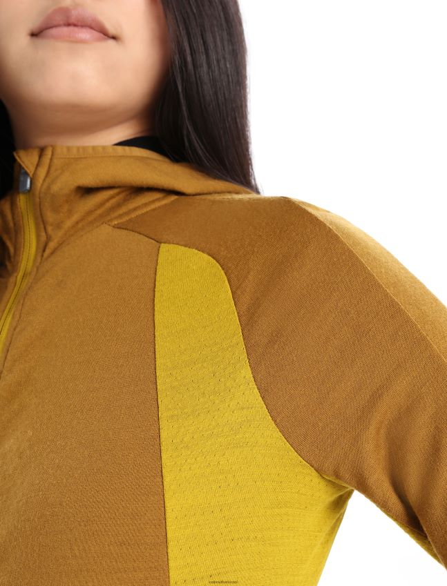 הַלבָּשָׁה Icebreaker zoneknit מרינו קפוצ'ון עם שרוולים ארוכים ציפורן/זהב שקט נשים 42N8VN855