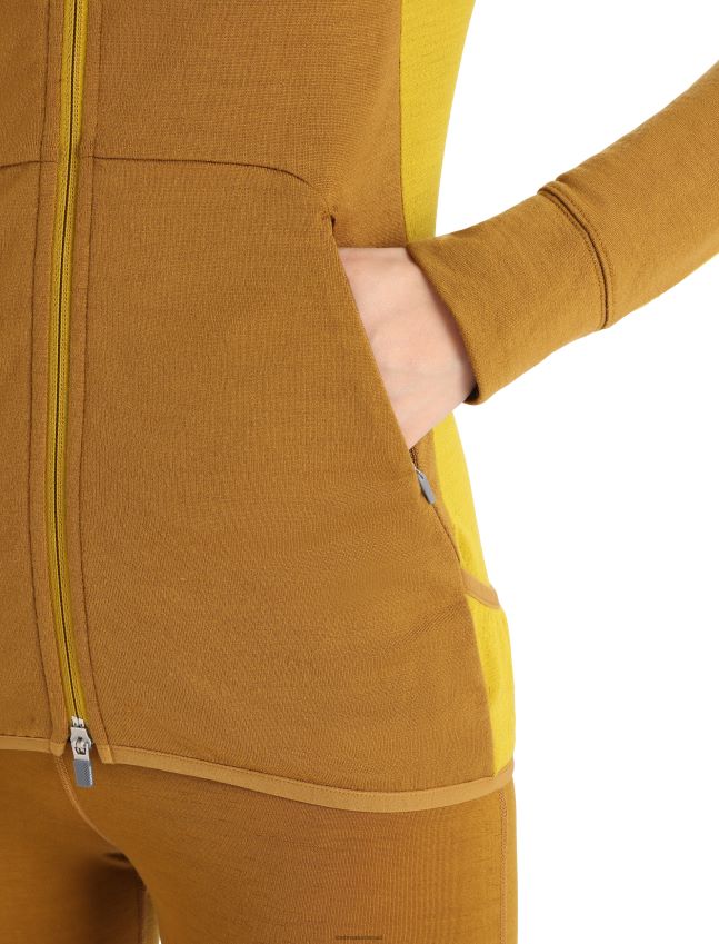 הַלבָּשָׁה Icebreaker zoneknit מרינו קפוצ'ון עם שרוולים ארוכים ציפורן/זהב שקט נשים 42N8VN855