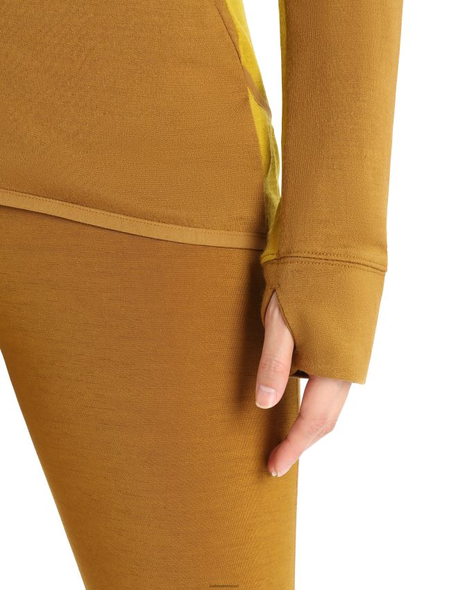 הַלבָּשָׁה Icebreaker zoneknit מרינו קפוצ'ון עם שרוולים ארוכים ציפורן/זהב שקט נשים 42N8VN855