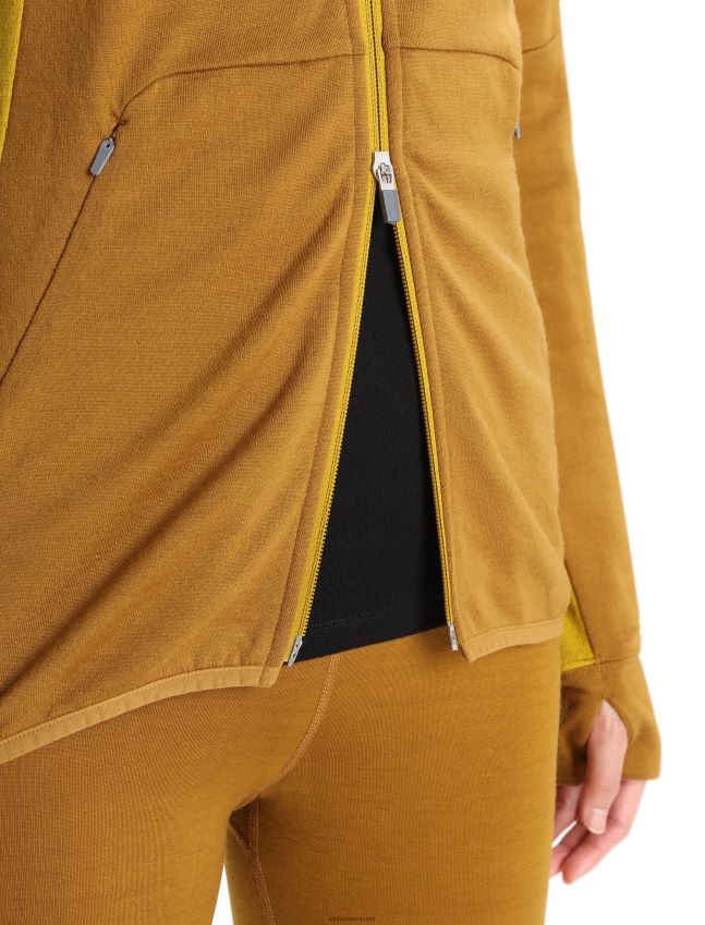 הַלבָּשָׁה Icebreaker zoneknit מרינו קפוצ'ון עם שרוולים ארוכים ציפורן/זהב שקט נשים 42N8VN855