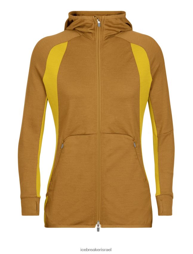 הַלבָּשָׁה Icebreaker zoneknit מרינו קפוצ'ון עם שרוולים ארוכים ציפורן/זהב שקט נשים 42N8VN855