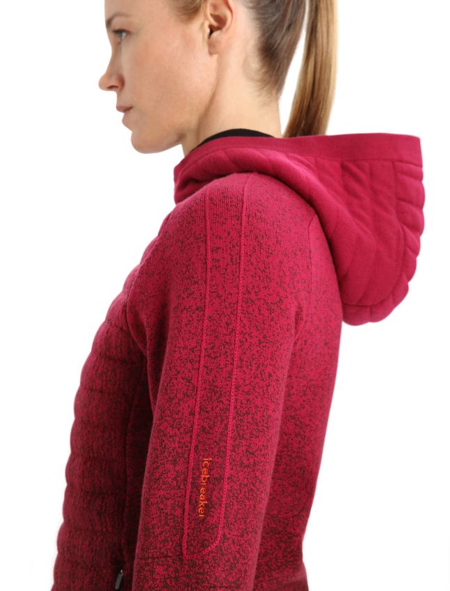 הַלבָּשָׁה Icebreaker zoneknit מרינו קפוצ'ון עם שרוולים ארוכים מבודד לעומק דובדבן/אספרסו נשים 42N8VN888