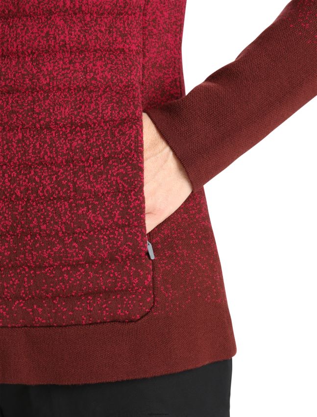 הַלבָּשָׁה Icebreaker zoneknit מרינו קפוצ'ון עם שרוולים ארוכים מבודד לעומק דובדבן/אספרסו נשים 42N8VN888