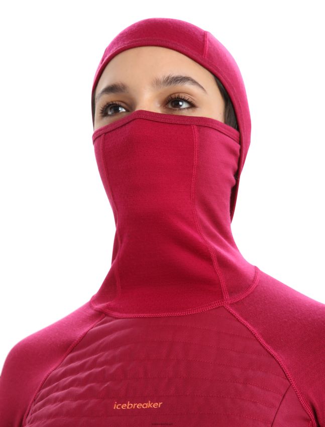 הַלבָּשָׁה Icebreaker קפוצ'ון תרמי עם שרוול ארוך מבודד zoneknit מרינו דובדבן נשים 42N8VN890