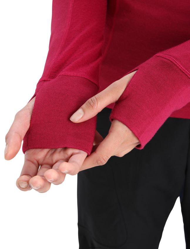 הַלבָּשָׁה Icebreaker קפוצ'ון תרמי עם שרוול ארוך מבודד zoneknit מרינו דובדבן נשים 42N8VN890